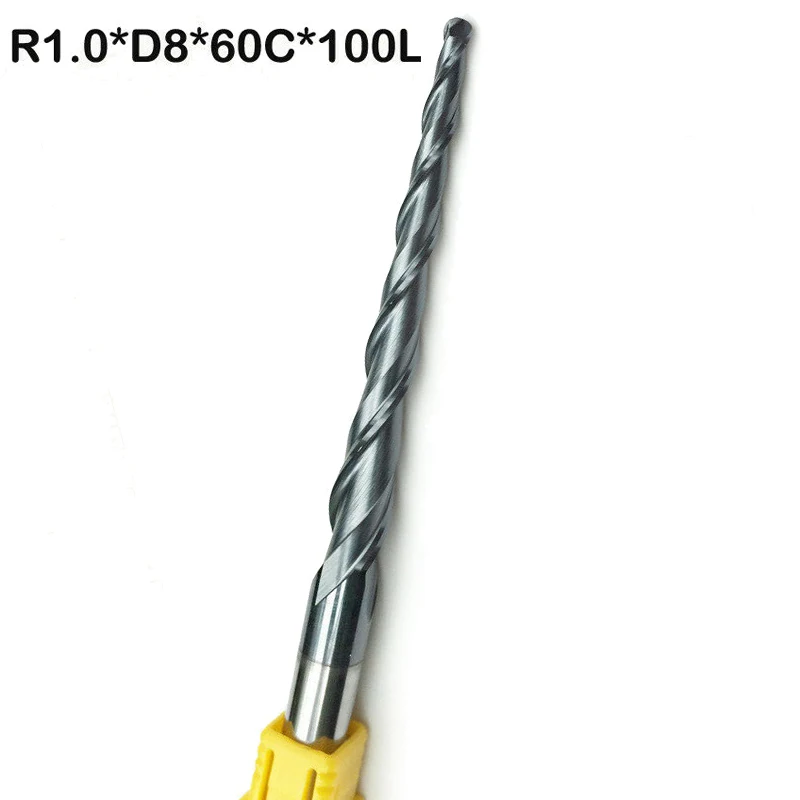 Long End Mills Cutter Ball Head Tapered Bits CNC Shank Milling Carving Groove