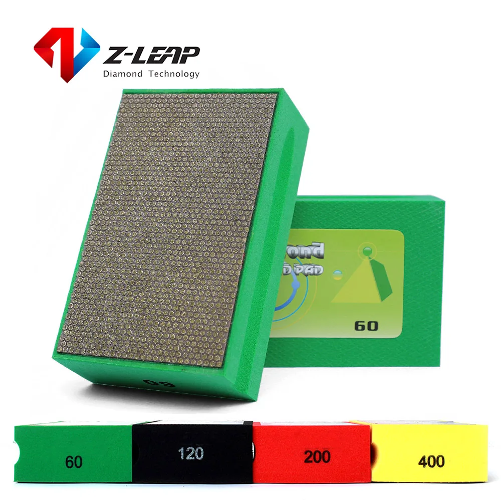 Z-LEAP Diamond Hand Polishing Pad Electroplated Diamond Hand Pad Foam Backed Glass Polishing Grinding Ceramic Tile Abrasive Tool shdiatool 1pc diamond 50mm m14 vacuum brazed chamfering milling finger bits enlarge hole ceramic tile countertop granite