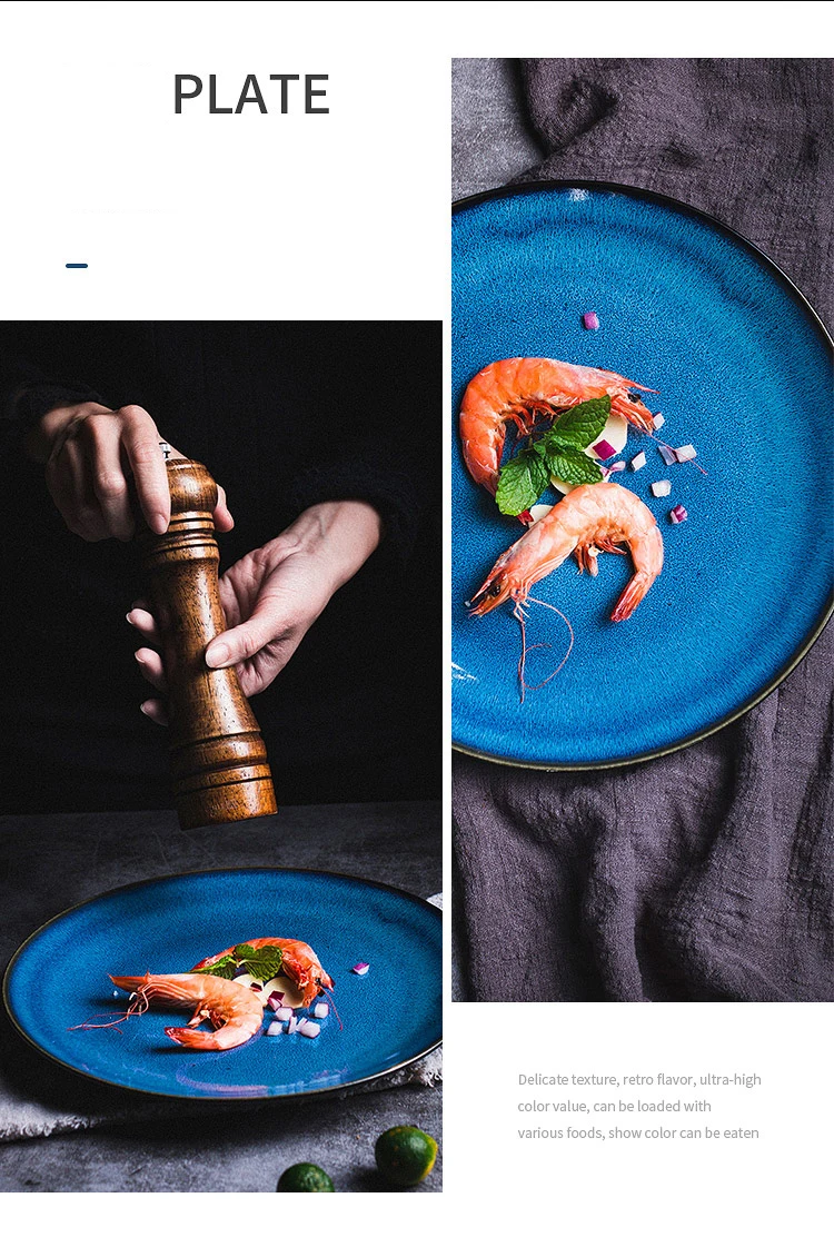 KINGLANG, японская голубая печь, глазурованная керамическая посуда, набор, миска для риса, тарелка, ложка Udon Ramen, миска для супа