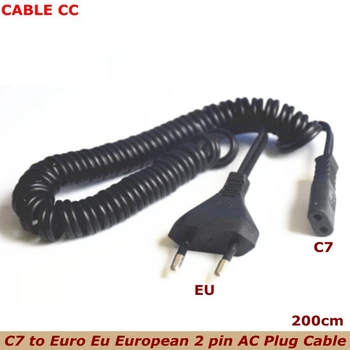 

EU Power cable cord Figure 8 C7 to Euro Eu European 2 pin AC Plug EU Spring Strech Power cable for cameras printers notebook 2m
