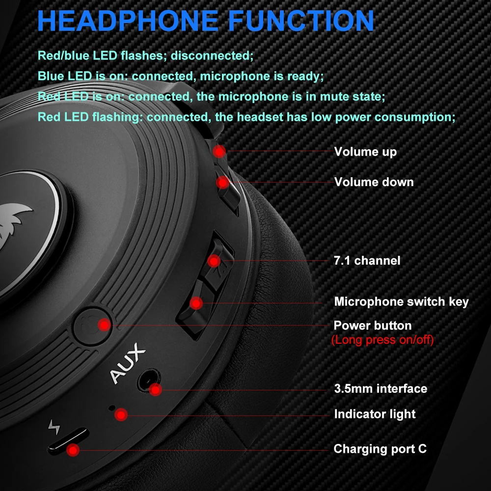 Redragon H818 Pelops Pro Gaming 2.4g 