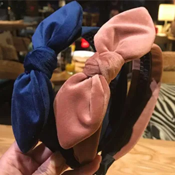 

Solid Velvet Bowknot Hairband Toothed for Women Hair Accessories Side Bow Headband Adults Hair Accessories Lovely Hair Headband