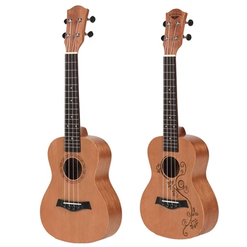 

2 Pcs Concert Ukulele 23 Inch Uku 4 Strings Guitar Mahogany Neck for Kids Adults, Flower Vine & No Pattern