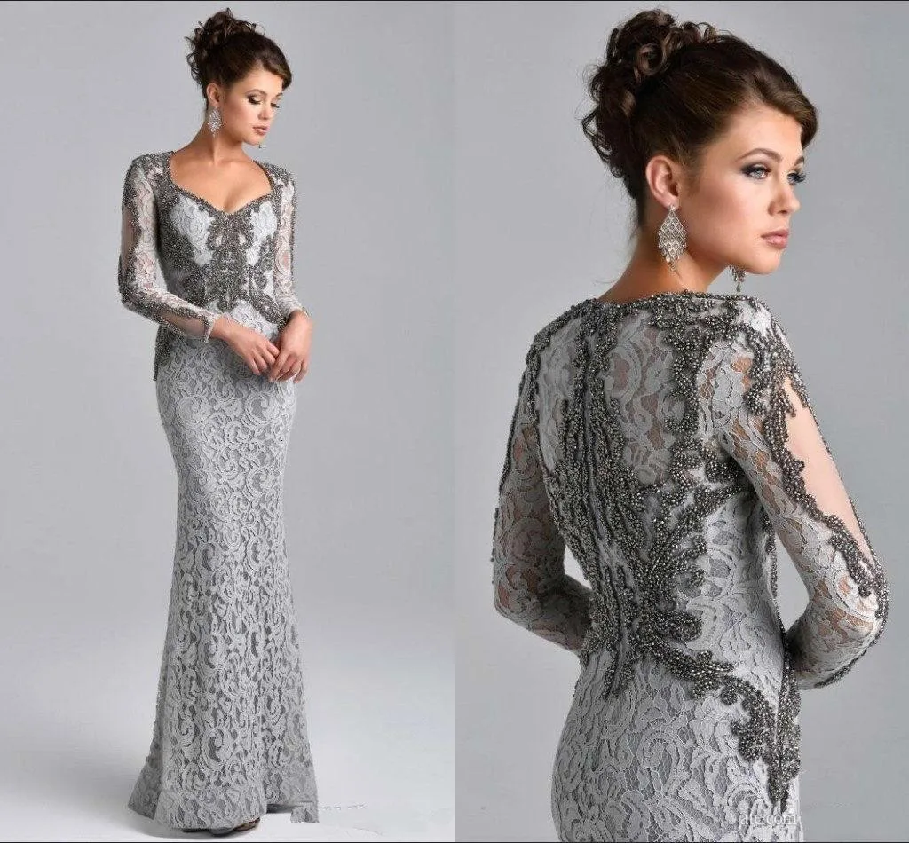 BacklakeGirls Zilveren Kralen Moeder Van De Bruid Jurken Modest Lange Mouwen Lace Moeders Jurken Plus Size Formele Partij Jassen BacklakeGirls Zilveren Kralen Moeder Van De Bruid Jurken Modest Lange Mouwen Lace Moeders Jurken Plus Size Formele Partij Jassen