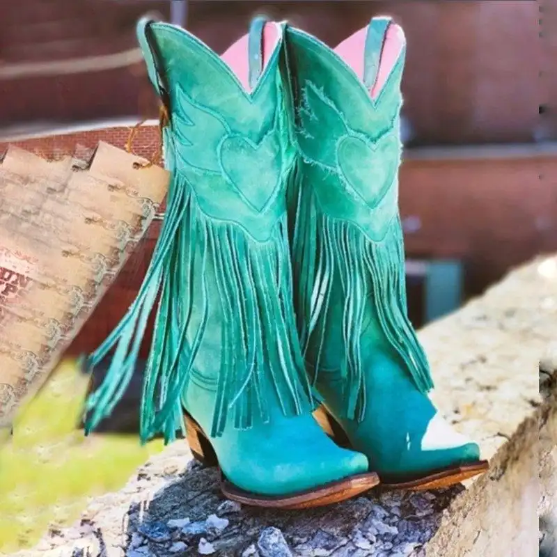 turquoise fringe cowboy boots