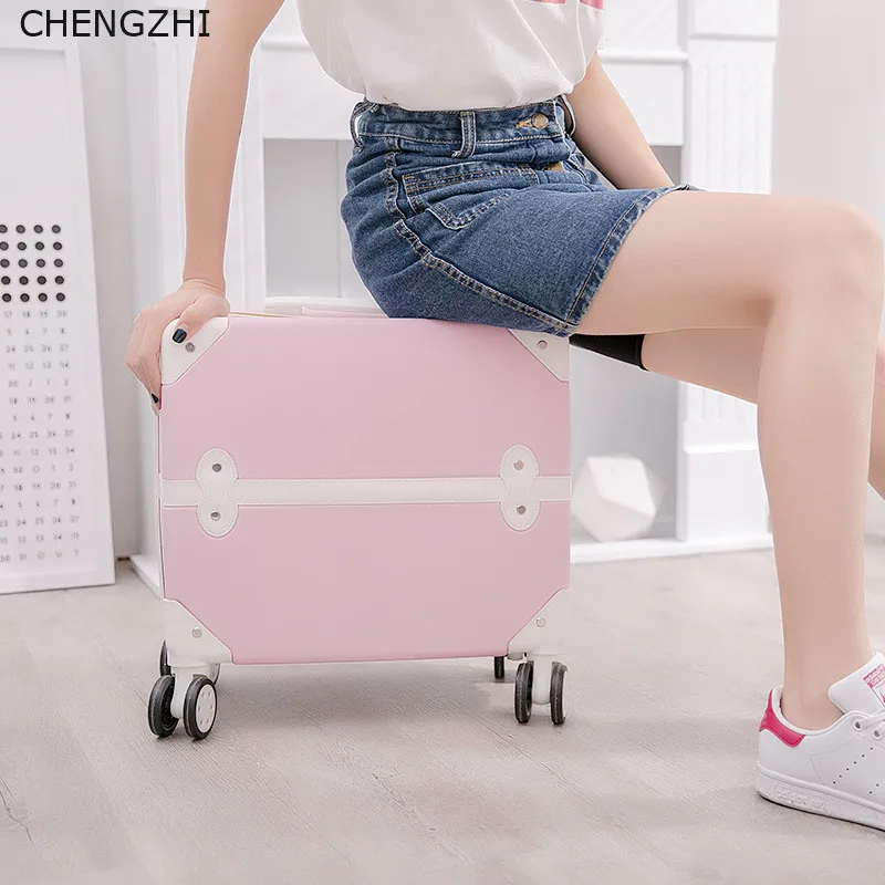 CHENGZHI ретро чемодан на колёсиках Spinner студентов пароль чемодан колеса 18 дюймов носить на колесиках дорожная сумка для девочек