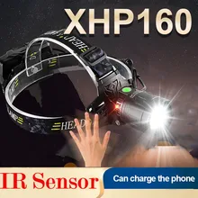 

New XHP160 Most Powerful Led Headlamp IR Sensor Head Lamp USB Rechargeable Headlight 18650 18h Head Flashlight Fishing Lantern