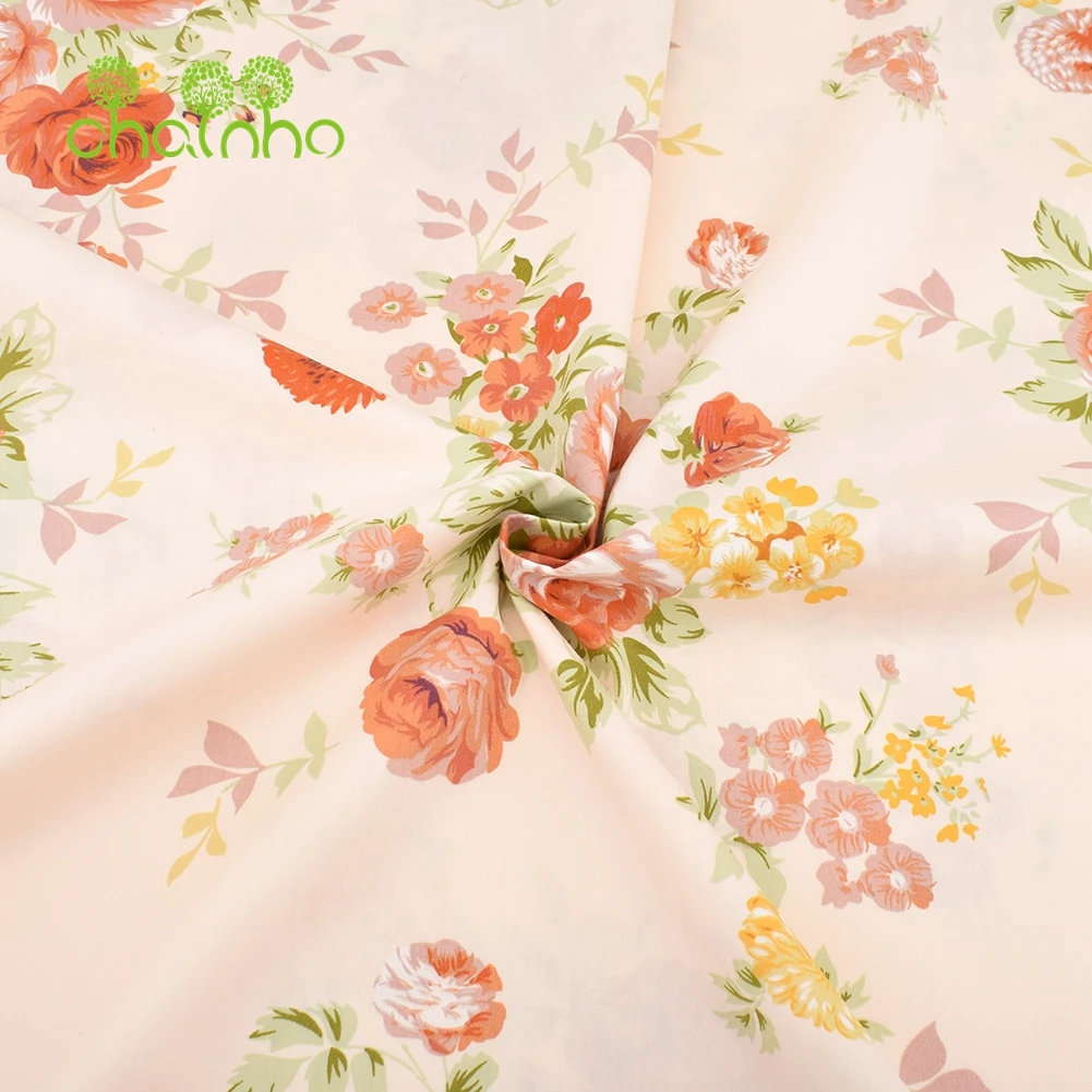 Printed Twill Weave Cotton Fabric Patchwork Cloth DIY Handmade Sewing Quilting Material Rose Series 2 Sizes