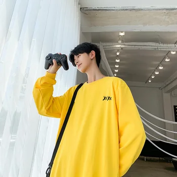 

Men's Sweatshirt 2019 Autumn and Winter New Trend Solid Color Loose Sweatshirt Youth Personality Fashion Trend Men's Wear