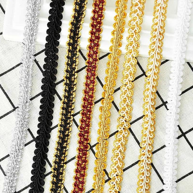 Lace Fabric Lace Ribbon Lace Garment Accessories Lace Sewing Supplies Lace Accessories Lace Sewing Accessories 5Yards Gold Silver Lace Trim Ribbon Curve Lace Fabric Sewing Centipede Braided Ribbon Wedding Craft DIY Garment Accessories