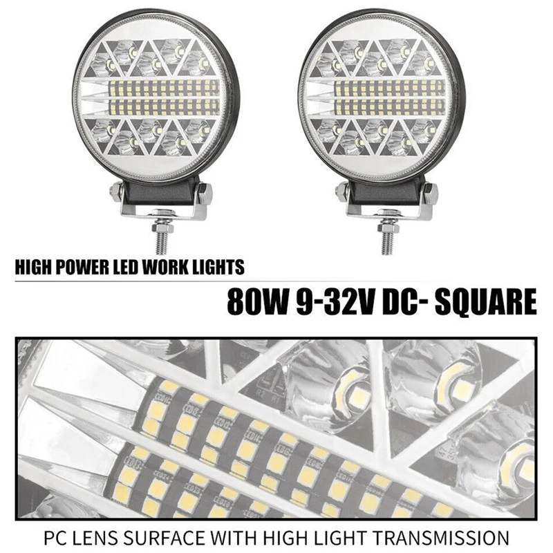 Billig 2Pcs 13600LM Runde LED Work Leuchten LED Spot Flut Strahl Fahren Licht Schoten