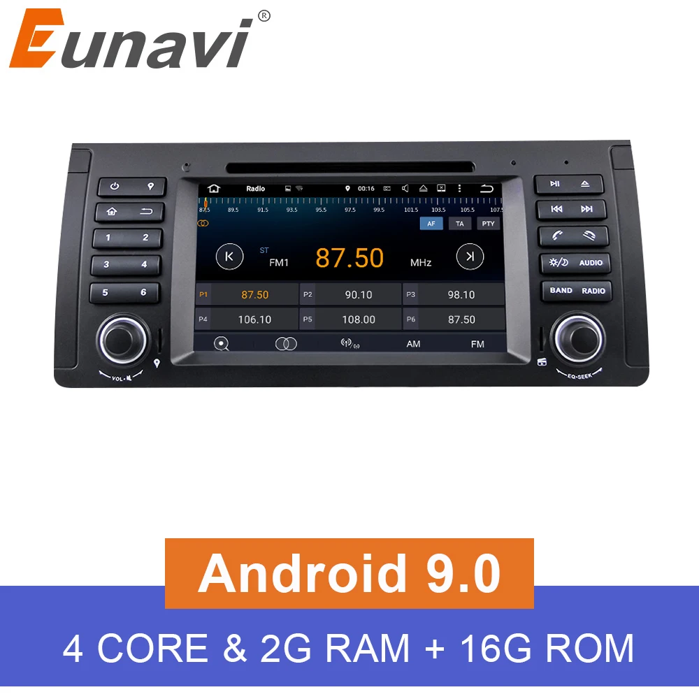Eunavi 7-дюймовый четырехъядерный 1 din Android 9 0 автомобильный DVD-плеер Автомагнитола GPS