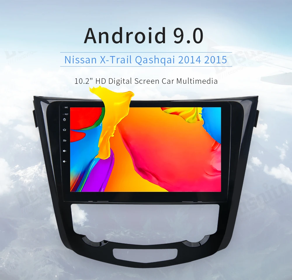 Sale 10.2" Display Built-in GPS Android 9.0 Octa Core 4GB RAM 32GB ROM 1 din Car GPS for Nissan X-Trail 2014 2015  2016 2017 3