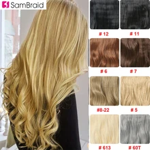 

SAMBRAID Clip in Hair Extensions Synthetic Wavy 24 inch Premium Heat Resistant Hair Blonde Brown 19 Colors Available