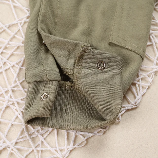 Newborn Baby Clothes Rompers Aviator Long Sleeve Jumpsuit Hooded Army Green Jumpsuit For Baby Kids Girls Boys 6