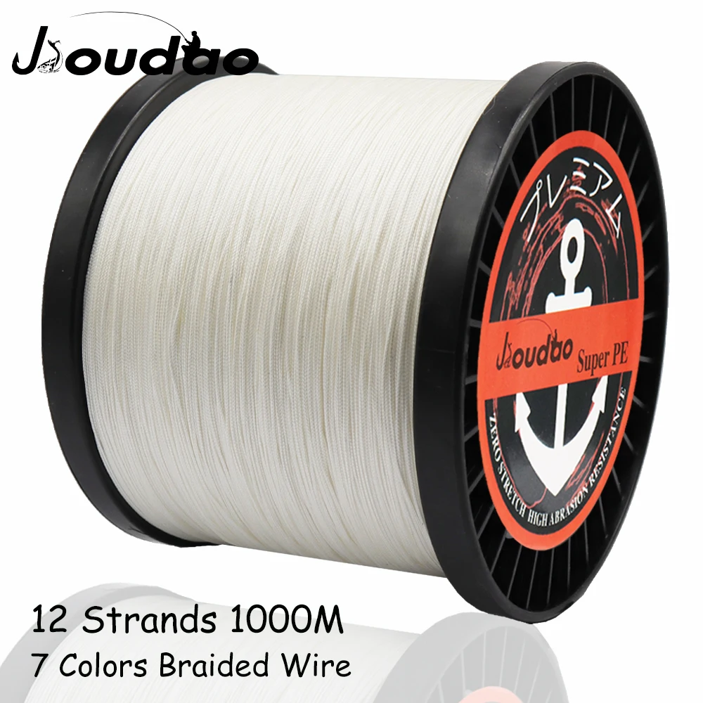 Jioudao 1000M PE Fishing Line 12 Strands Braided Fishing Line 40LB-205LB Super Strong Multifilament Fishing Line