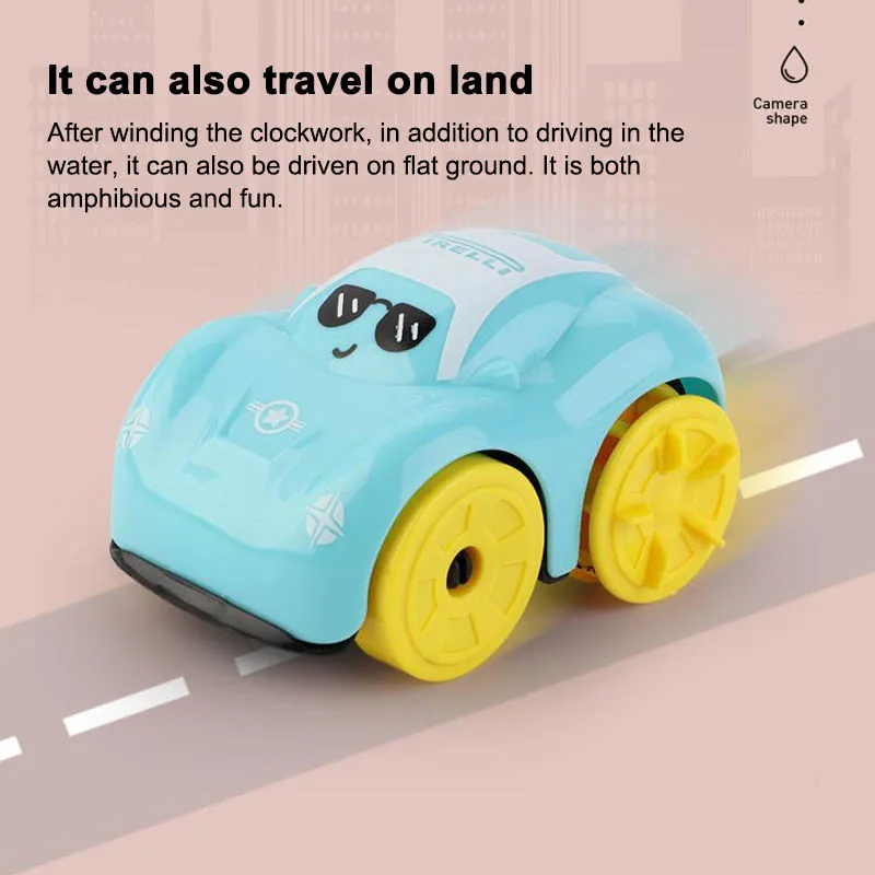 Children Bath Water Playing Toys ABS Clockwork Car Cartoon Vehicle Baby Bath Toy Kids Gift Amphibious Cars Bathroom Floating Toy Baby & Toddler Toys hot