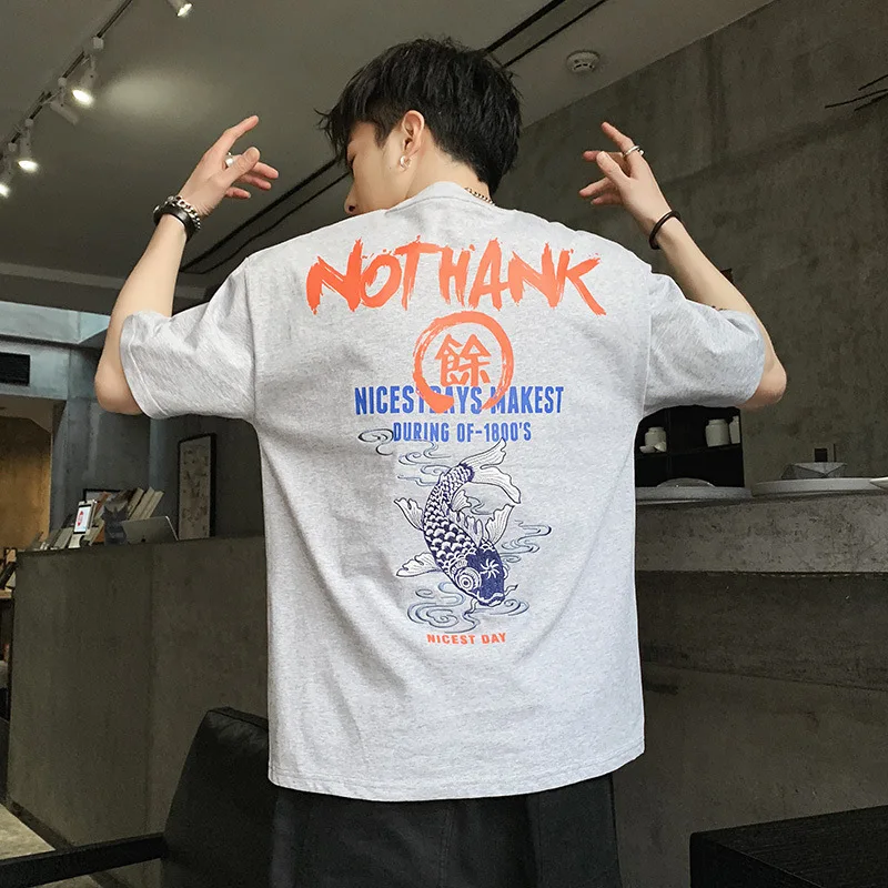 

Short Sleeve Men's Korean-style Fashion Short Half Sleeve Students Casual Hong Kong Style INS Trend of Fashion Hip Hop Printed X
