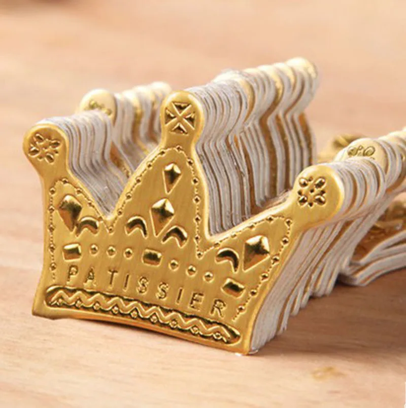 

50pcs/bag Paperboard Cake Tooper Gold Princess Crown Topper Favors Baby Shower Wedding Birthday Decoration Party Supplies