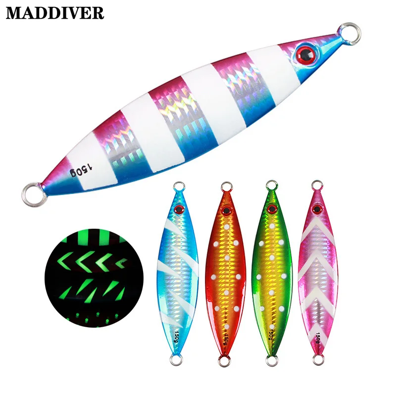 MADDIVER 60 г 100 150 200 джигггинг приманки медленное погружение джиг светящаяся
