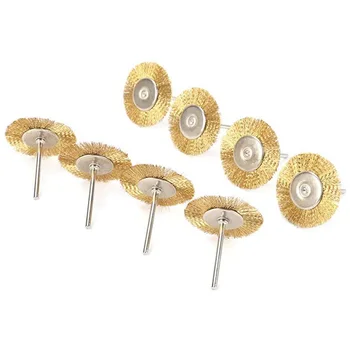 

50 Pcs 25mm(1 Inch) Copper Wire Wheel Brushes, 1/8 Inch Shank for Cleaning Polishing Descaling Burring