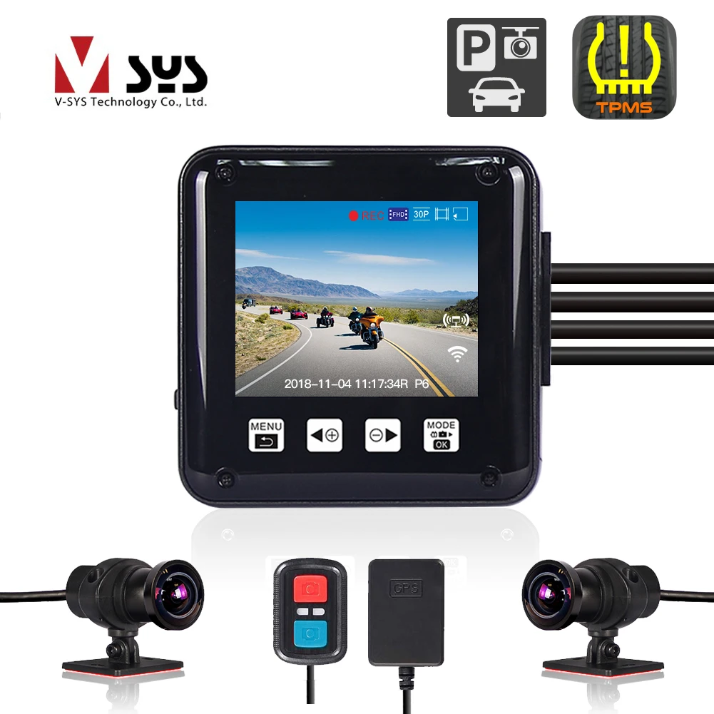 Vsys P6f F6e バイク用 ドライブレコーダー 全体防水 150 170 広角 前後1080p録画 Wdr Wifi付き Sonyセンサー搭載 駐車モード タイヤ空気圧の監視 常時録画 ループ録画 自動緊急録画 Gセンサー 0万画素 最大256gbカード対応 リモコン付き Gps対応 Dashcam Dvr