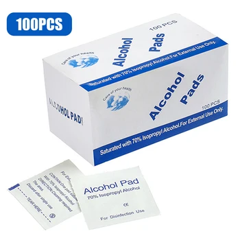 

100PCS Alcohol Prep Pads 70% Alcohol Sheet Disposable Disinfectant Portable Sterilization Wipe Cleaning Swabs Cleanser Wipes