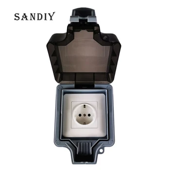 

16A Outdoor socket Protection Electric Power Wall Mount Box IP66 Waterproof External Socket Outlet Dustproof Safe With Cover