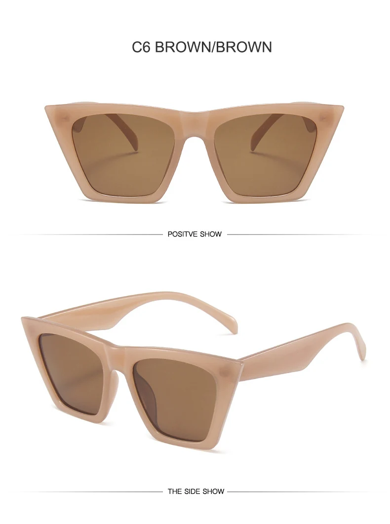 OEC CPO New Fashion Cat Eye Sunglasses Women Fashion Brand Designer Sun Glasses Female Trend Shades Brown Eyewear UV400 O947