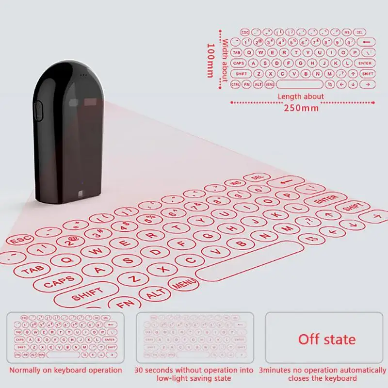 

Rechargeable Bluetooth Wireless Virtual Portable Projection Laser Keyboard w/Mouse Function for Phone Tablet Android