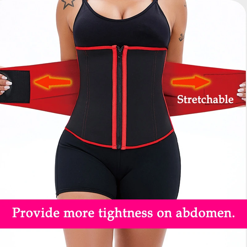Red Neoprene Waist Trainer Slimming Sheath Body Reductive Belt Tummy