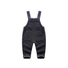 Весенне-осенние вязаные однотонные мужские штаны на подтяжках в Корейском стиле для девочек детские штаны на подтяжках из чистого хлопка