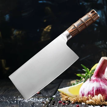 

7.5 inch Stainless Steel Slicing knife Kitchen Chef Knives Meat Cleaver Butcher Knife Cutter with Color Wood Handle