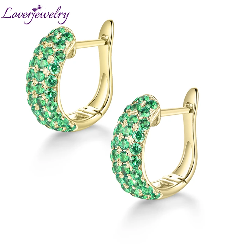 LOVERJEWELRY pendientes de color verde esmeralda para mujer, aretes de oro puro de estilo joyería para mujer, aniversario, compromiso|Aretes| - AliExpress