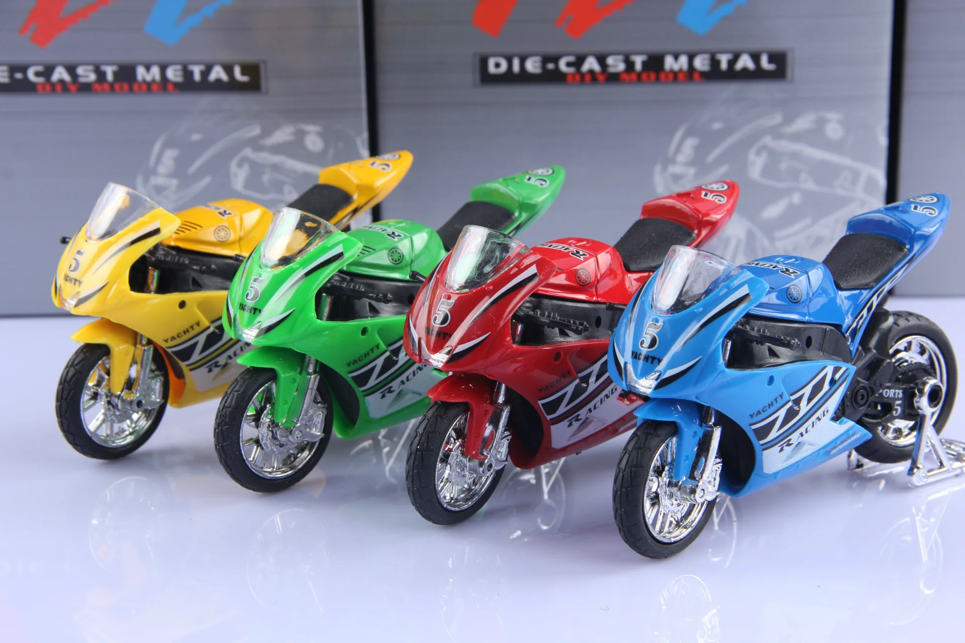 

Self-Loading Toy Car Alloy Sliding Motorcycle Model Race Car Educational Toy Assembled Model Colorful Box with Solid Support