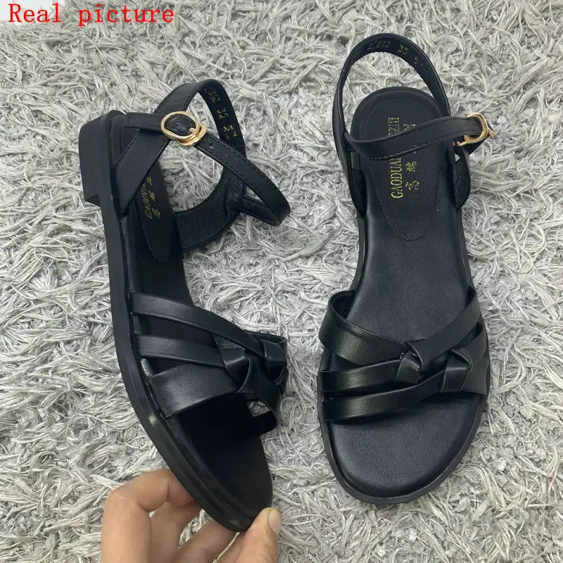 Korrupt nær ved Orientalsk 2021 New Women Real Leather Shoes Summer Sandals Buckle Strap Hollow Out  Beach Cool Ladies Footwear Size 34-43 _ - AliExpress Mobile