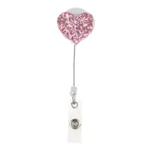 

5pcs Retractable Badge Reel Adorable Bling Love Heart ID Card Holder, Up to 24 inch