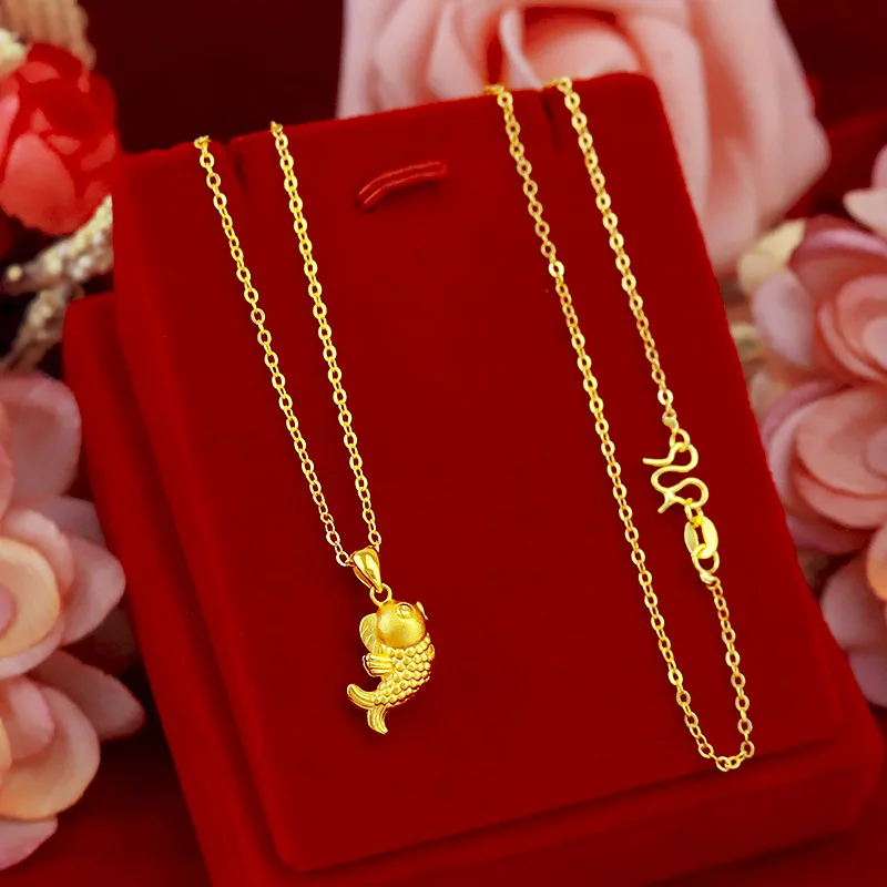 Корейское Настоящее 24K золотое ожерелье Подвеска для женщин золотые ювелирные