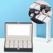 12 слотов коробка для часов удобный светильник для намотки часов Ювелирные изделия Наручные часы Чехол держатель ювелирных изделий браслет чехол для хранения Органайзер