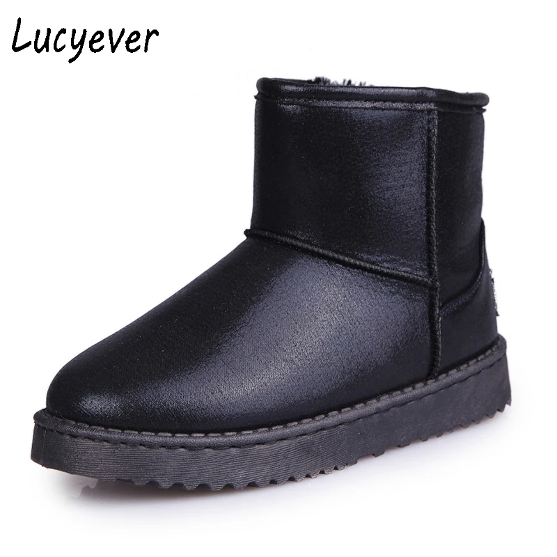 Lucyever/классические женские теплые зимние ботинки на меху из искусственной кожи