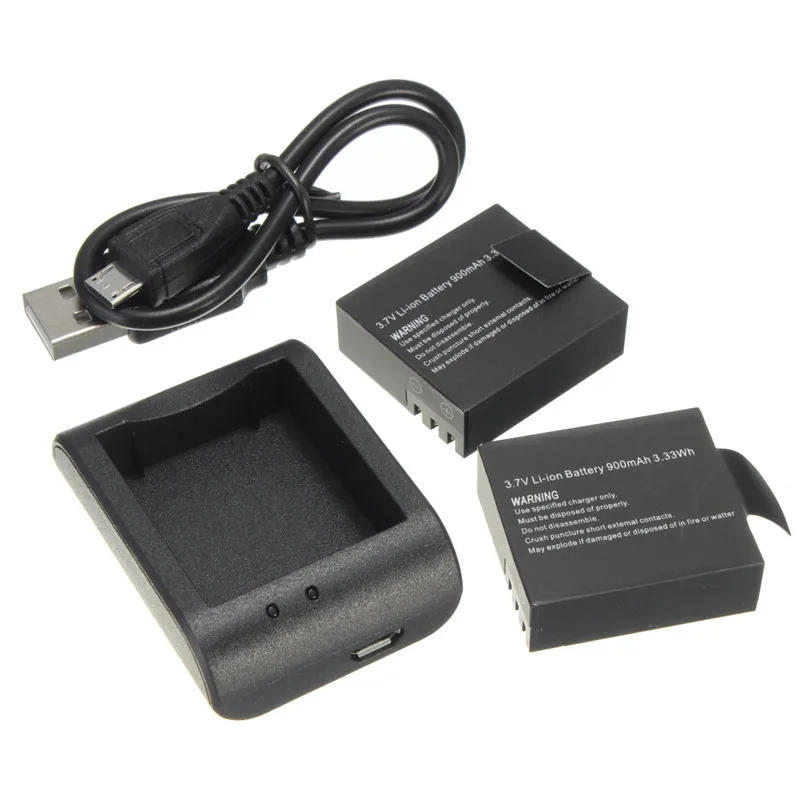 2 шт 3,7 в 900 мАч литий-ионный аккумулятор+ USB кабель настольное зарядное устройство для зарядки SJ4000 SJ5000 SJ6000 экшн Спортивная камера DVR