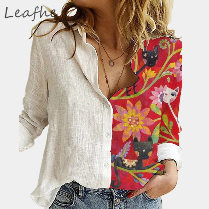 

Elegant Office Lady Floral Print Blouses Shirt Autumn Women Patchwork Button Long Sleeve Blouse Top Casual Plus Size Shirt Blusa