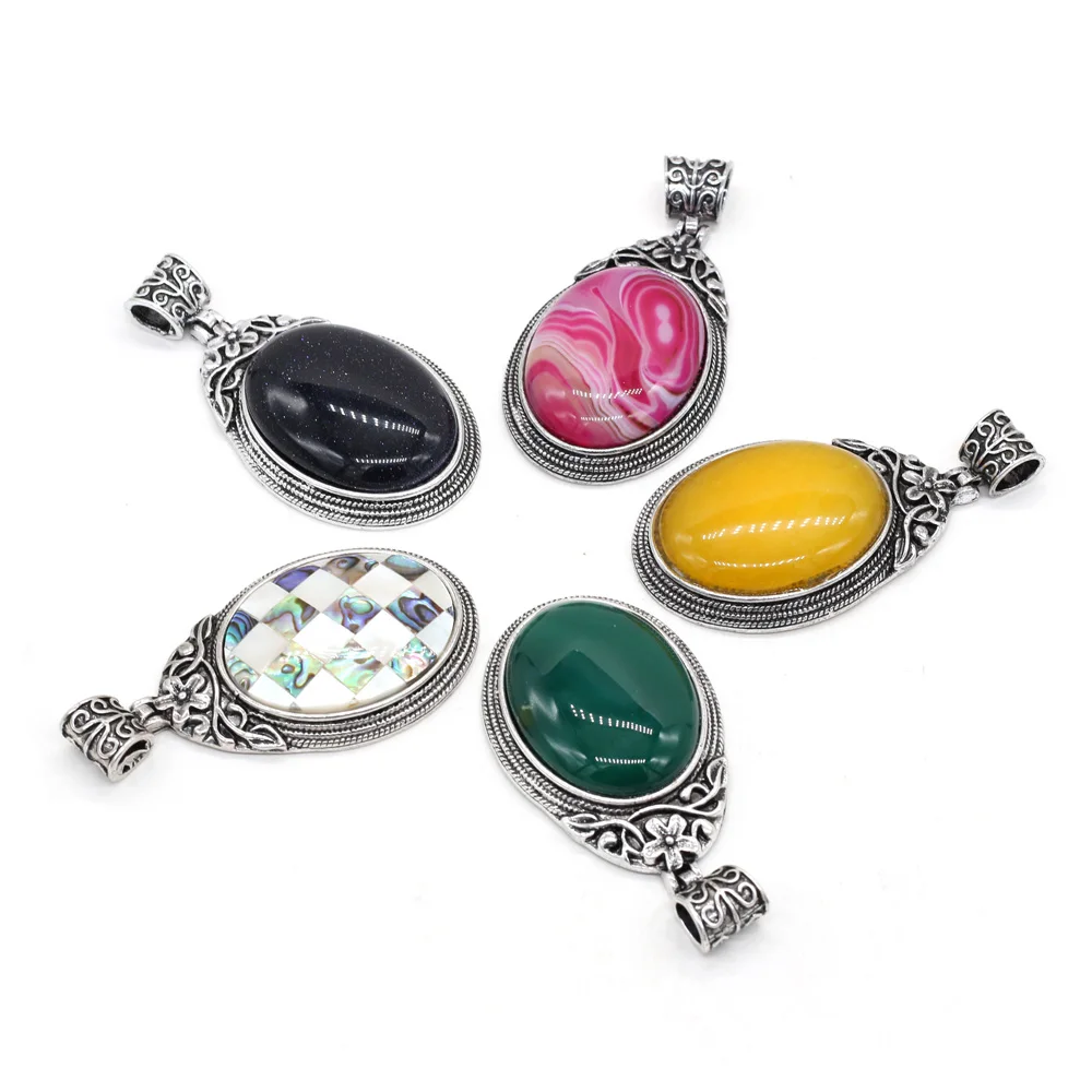 Lot De 2 Pendentifs En Malachite Synthétique - 29 Mm - Pierre Verte Veinée - Sans Marque