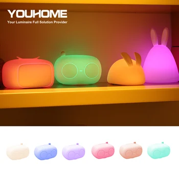 

Touch Sensor Silicone LED Night Light for children 7 colors USB Rechargeable bedside lamp gift for baby kids bedroom décor