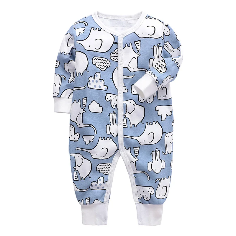 Одежда для маленьких девочек комбинезон для новорожденных младенцев 3, 6, 9, 12, 18, 24 месяцев, пижама, хлопок, одежда для маленьких мальчиков - Цвет: Коричневый