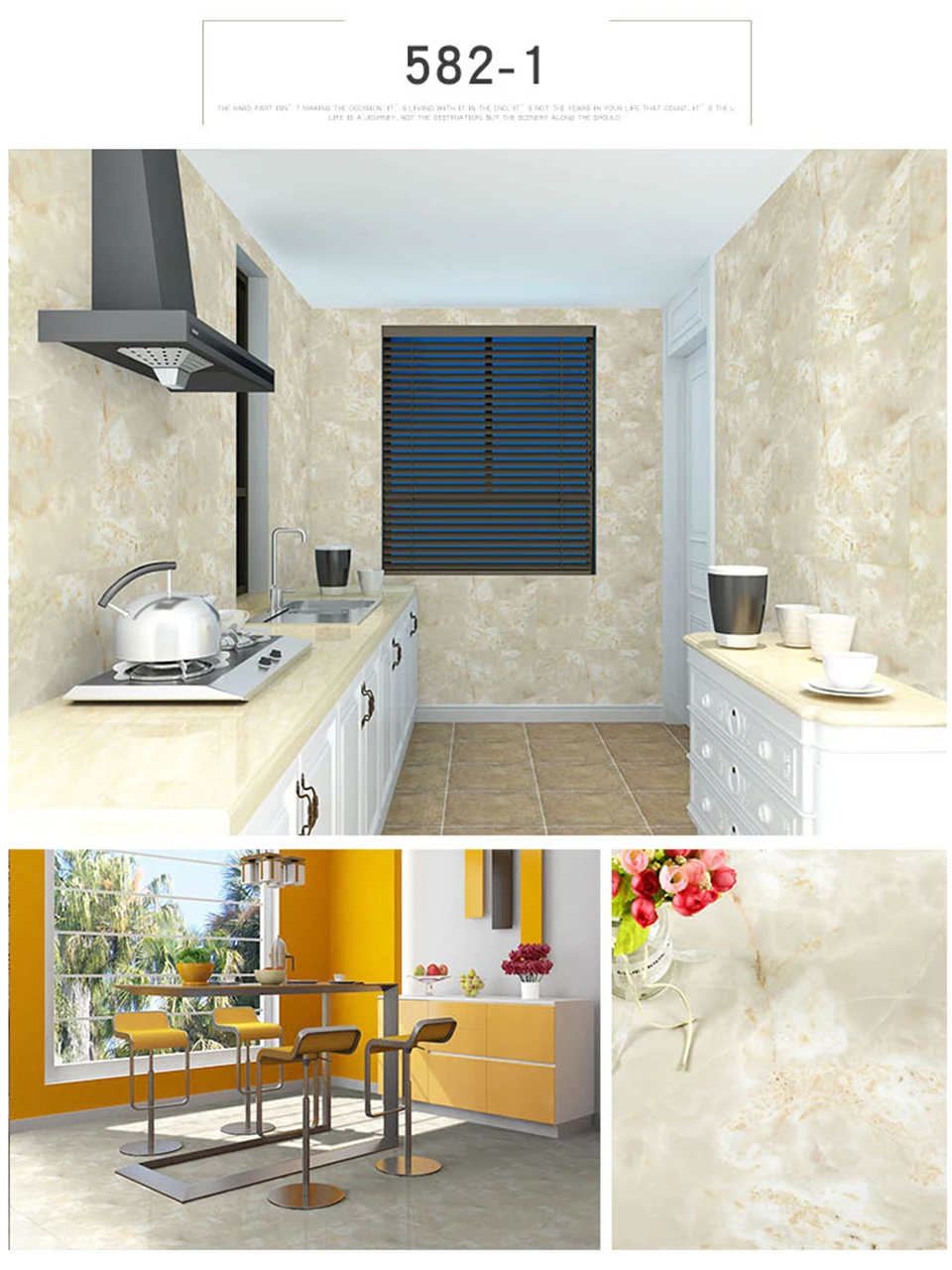 Waterproof Floor Stickers Self Adhesive Marble Wallpapers Bathroom Wall