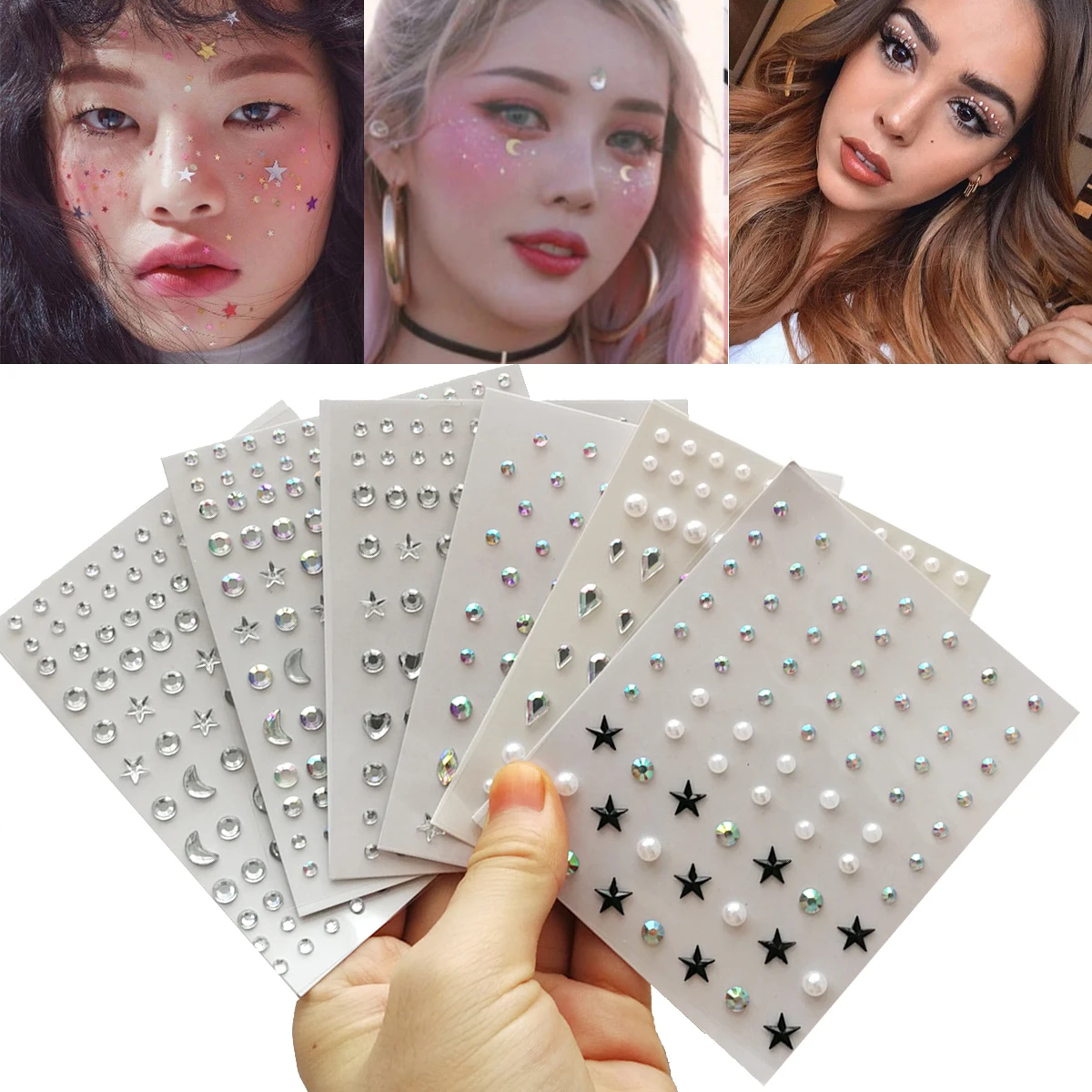 Makeup Diamond Eyes Face Festival DIY Body Crystal Gems Tattoo Adhesive Rhinestone Nail Art Decoration Acrylic Eyeshadow Sticker
