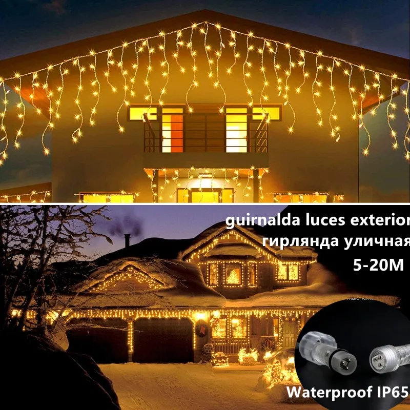 thumbnail image 1 of Guirnalda de luces navideñas de gran tamaño, cortina para Año Nuevo 2024, decoración del hogar, 5 m, 10 m, 15 m, 20 m, guirnalda de luces de carámbanos, guirnalda de luces de carámbanos, 1 of 5
