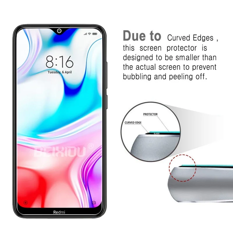 2 шт Полное закаленное стекло для Xiaomi Redmi 8 Защита экрана 2.5D 9h закаленное стекло для Xiaomi Redmi 8 защитная пленка