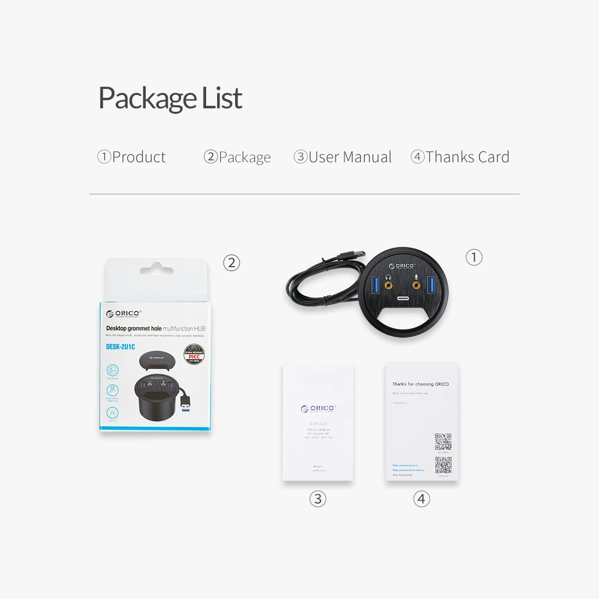 ORICO настольная втулка USB 3,0 концентратор с микрофоном для наушников Порт type C концентратор OTG адаптер разветвитель для офиса аксессуары для ноутбуков